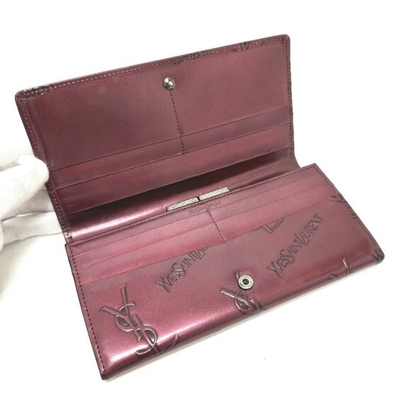 YVES SAINT LAURENT YSL logo all-over pattern Bifold Kisslock Long Wallet - Picture 8 of 16